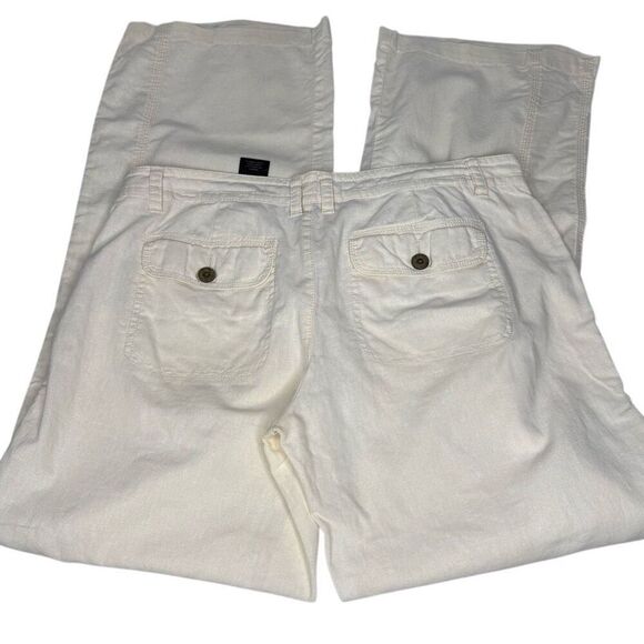 Norma Kamali  straw (cream) linen blend button fly pants size M - Picture 10 of 15